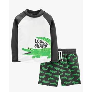 Carter's Swimsuit Rashguard Bathing Suit Set Sharp Alligator Infant Boys 12month